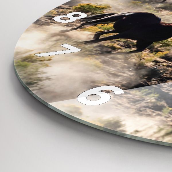 Kerek fali üvegóra Rohanó lovak csordája