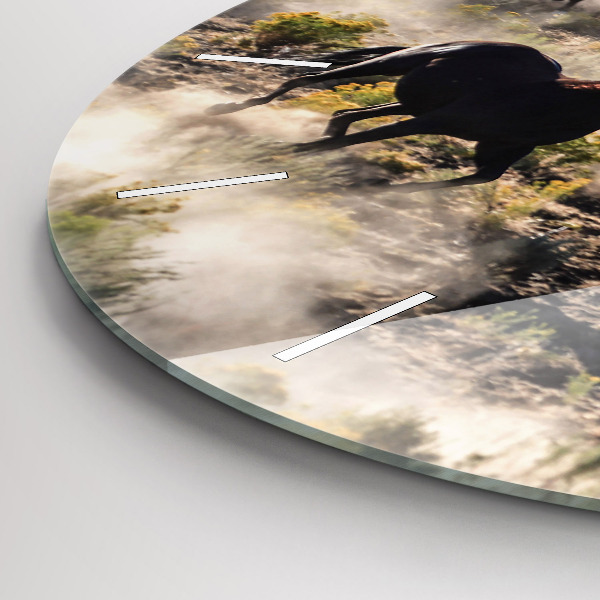 Kerek fali üvegóra Rohanó lovak csordája