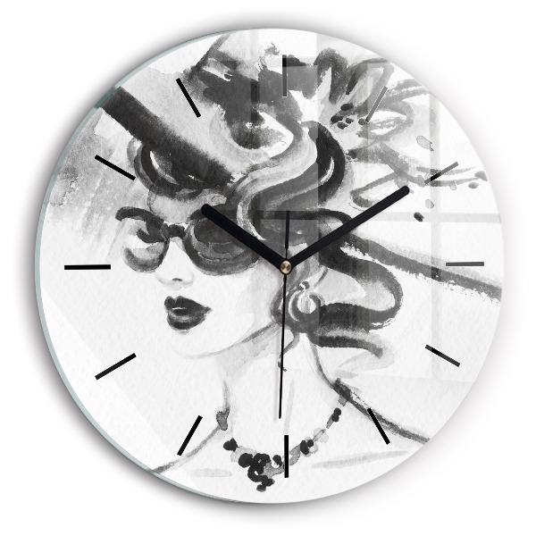 Kerek fali üvegóra Divatos nő