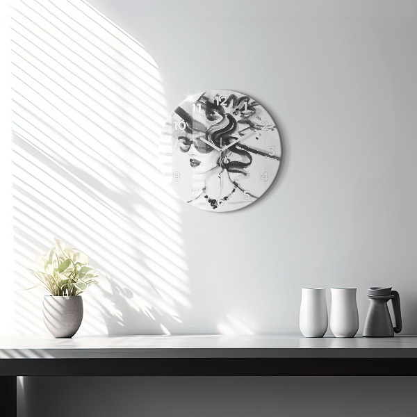 Kerek fali üvegóra Divatos nő