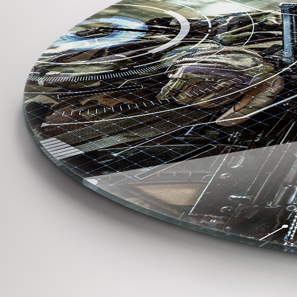 Kerek fali üvegóra Katona fegyverrel