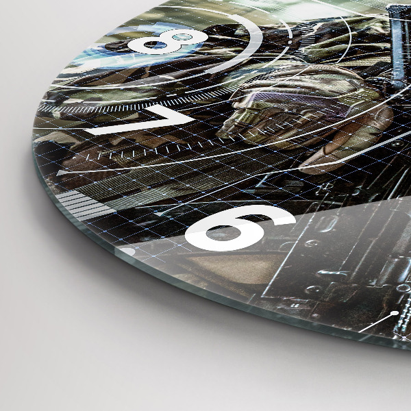 Kerek fali üvegóra Katona fegyverrel