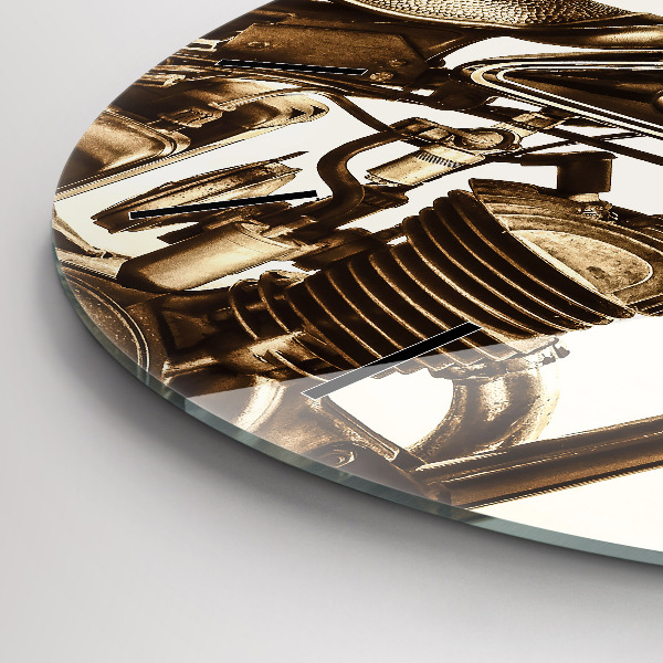 Kerek fali üvegóra Vintage motorkerékpár szépia