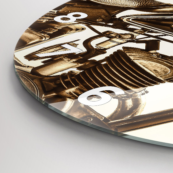 Kerek fali üvegóra Vintage motorkerékpár szépia