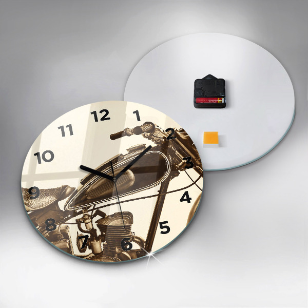 Kerek fali üvegóra Vintage motorkerékpár szépia