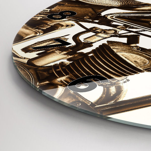 Kerek fali üvegóra Vintage motorkerékpár szépia