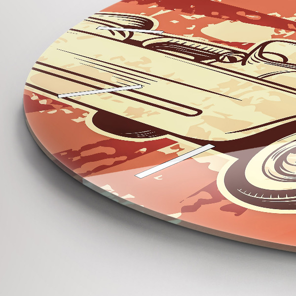 Kerek fali üvegóra Vintage Retro autó