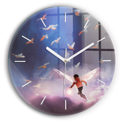 Kerek fali üvegóra Szárnyú fiú