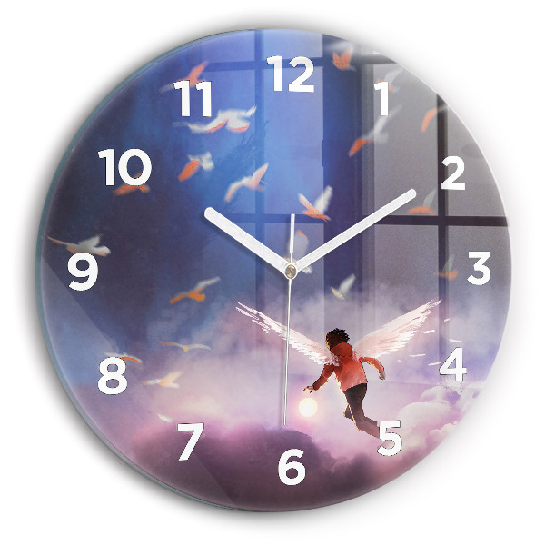 Kerek fali üvegóra Szárnyú fiú