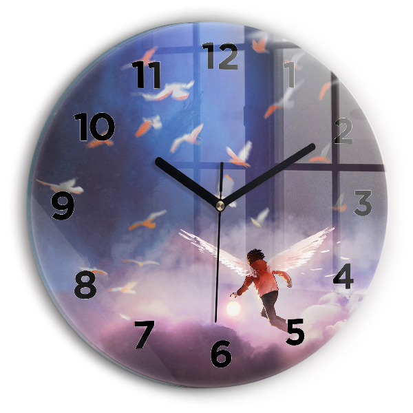 Kerek fali üvegóra Szárnyú fiú