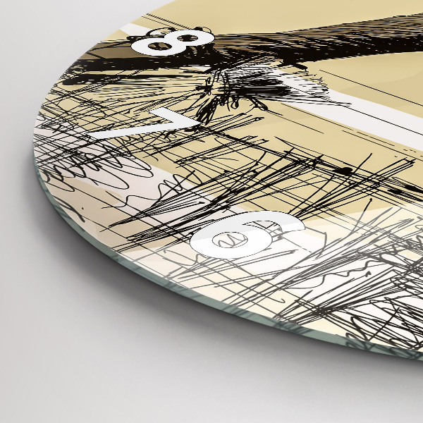 Kerek fali üvegóra Nő rizst szed