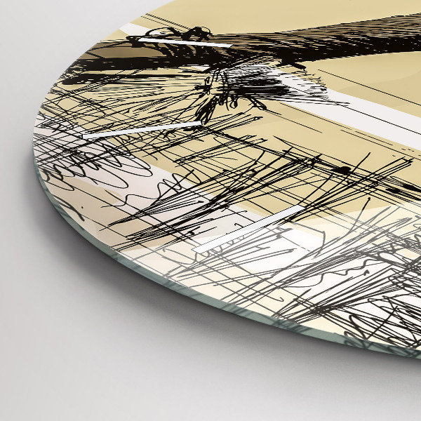 Kerek fali üvegóra Nő rizst szed