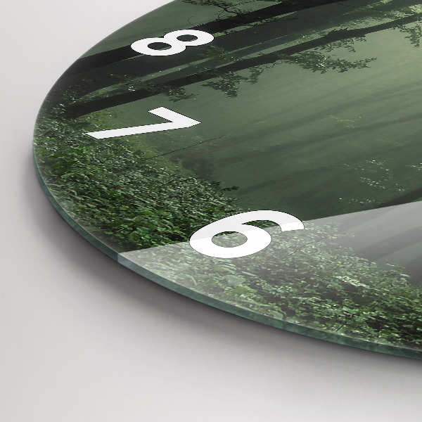 Kerek fali üvegóra Ködös erdő reggel