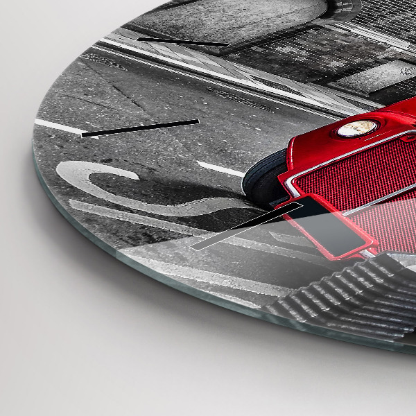 Kerek fali üvegóra Piros emeletes busz