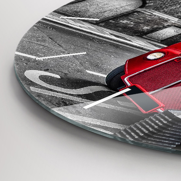 Kerek fali üvegóra Piros emeletes busz