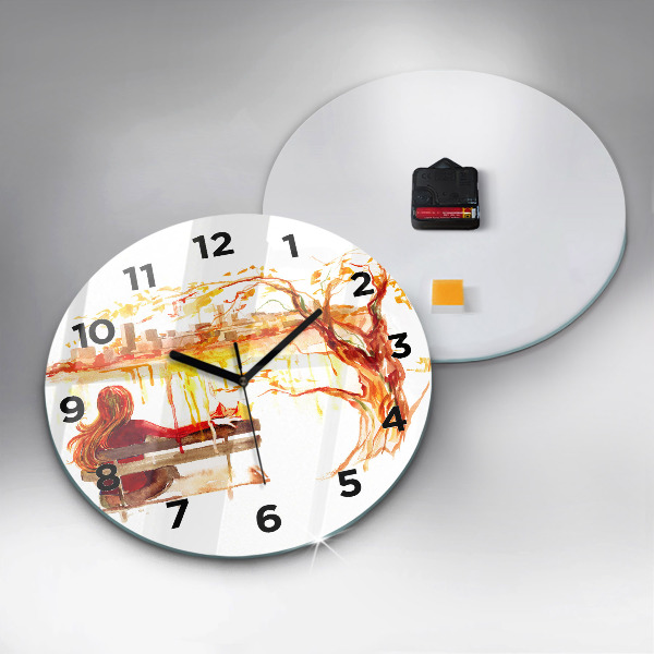 Kerek fali üvegóra Őszi táj