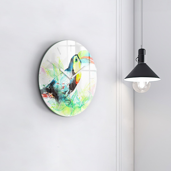 Kerek fali üvegóra Tukán a fűben