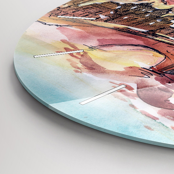 Kerek fali üvegóra Párizs festett tája