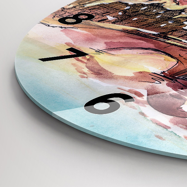 Kerek fali üvegóra Párizs festett tája