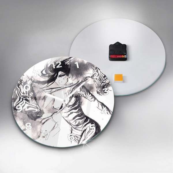 Kerek fali üvegóra Nő és zebrák