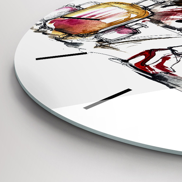 Kerek fali üvegóra Nő bőröndökkel