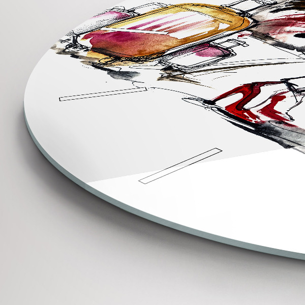 Kerek fali üvegóra Nő bőröndökkel