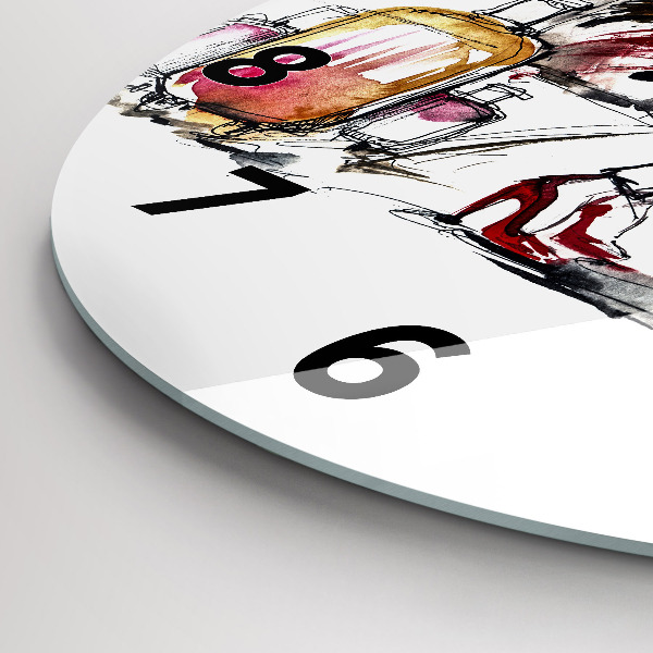 Kerek fali üvegóra Nő bőröndökkel