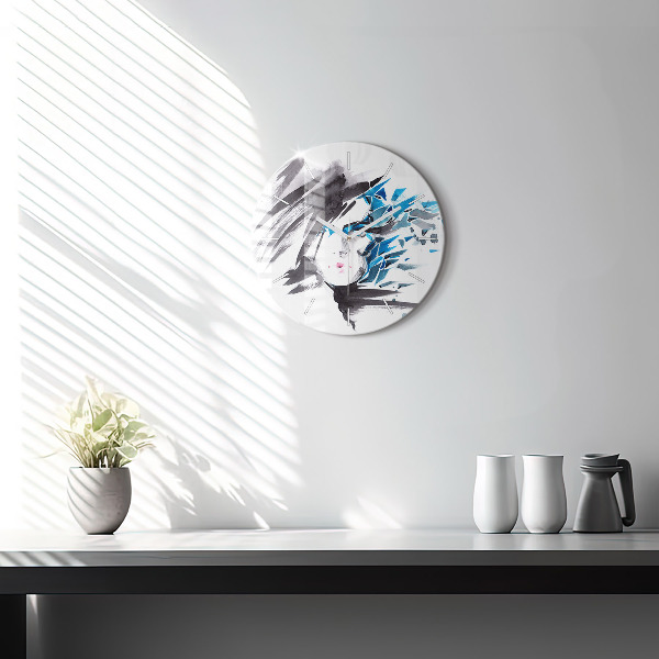 Kerek fali üvegóra Absztrakt női arc