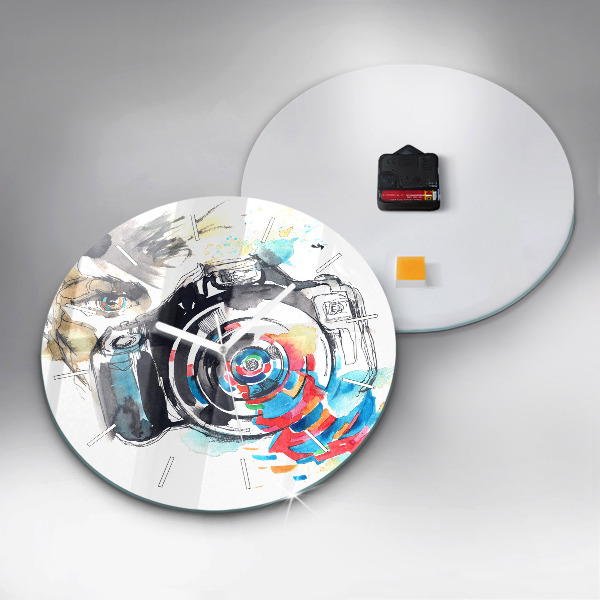 Kerek fali üvegóra Fotós nő