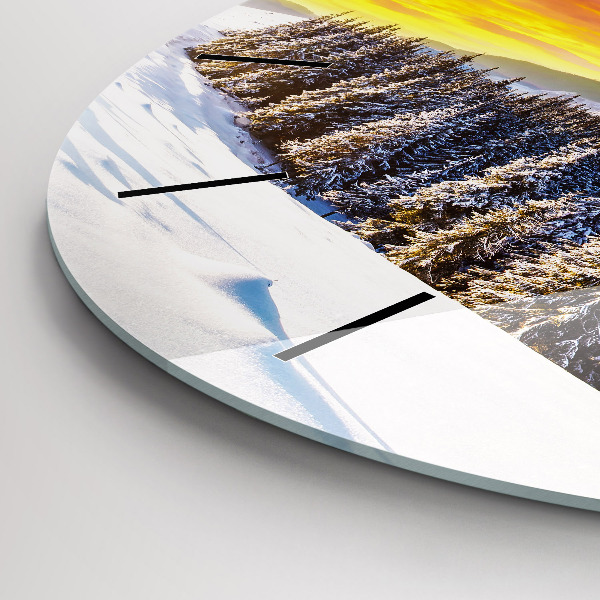 Kerek fali üvegóra Téli hegyi táj