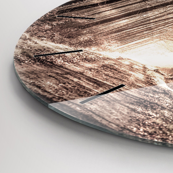 Kerek fali üvegóra Erdei ösvény szépia