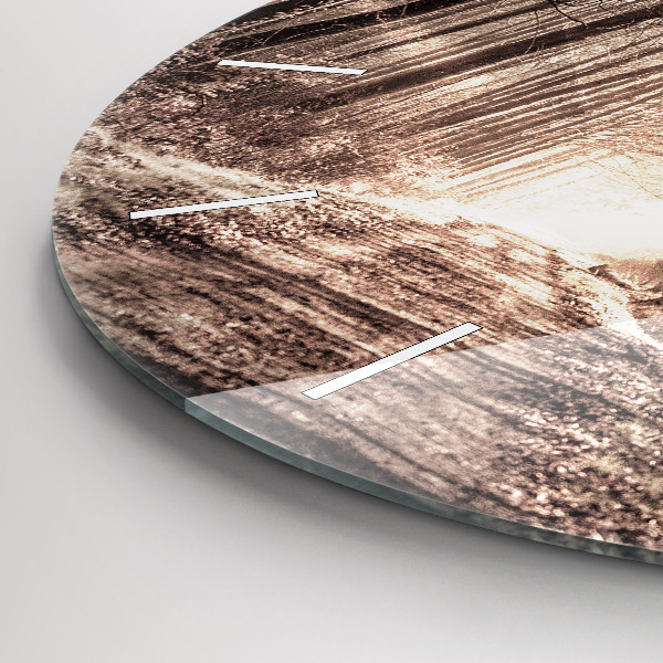 Kerek fali üvegóra Erdei ösvény szépia