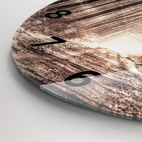 Kerek fali üvegóra Erdei ösvény szépia