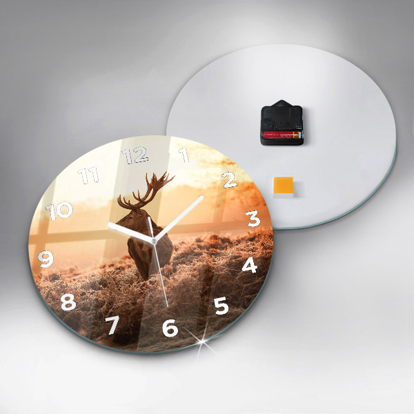Kerek fali üvegóra Szarvas napkeltekor