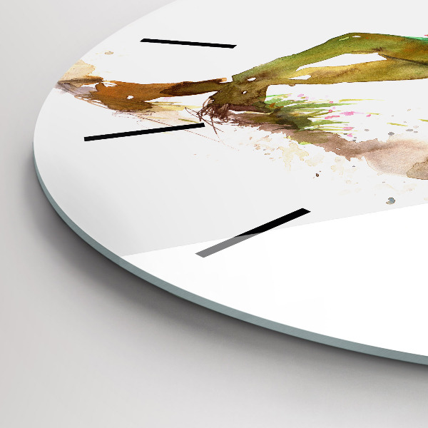 Kerek fali üvegóra Festett hegyek és ló