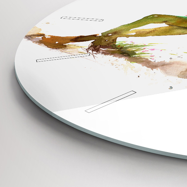 Kerek fali üvegóra Festett hegyek és ló