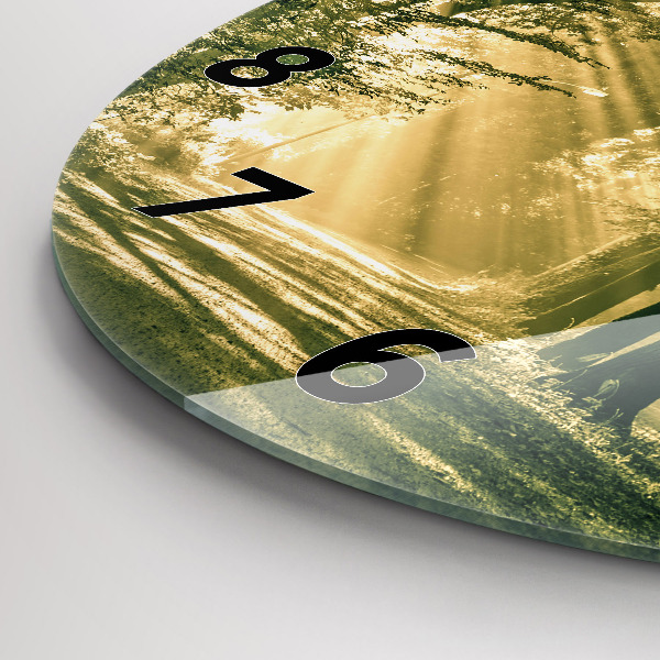 Kerek fali üvegóra Napsugarak erdő