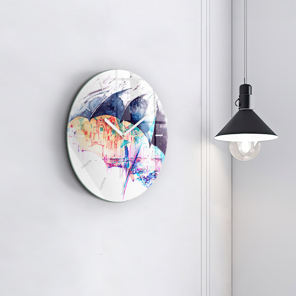 Kerek fali üvegóra Esernyő és város