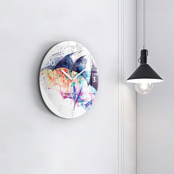 Kerek fali üvegóra Esernyő és város