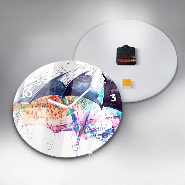 Kerek fali üvegóra Esernyő és város