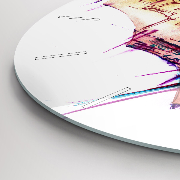 Kerek fali üvegóra Esernyő és város