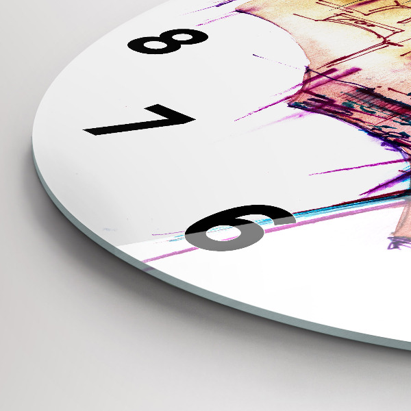 Kerek fali üvegóra Esernyő és város