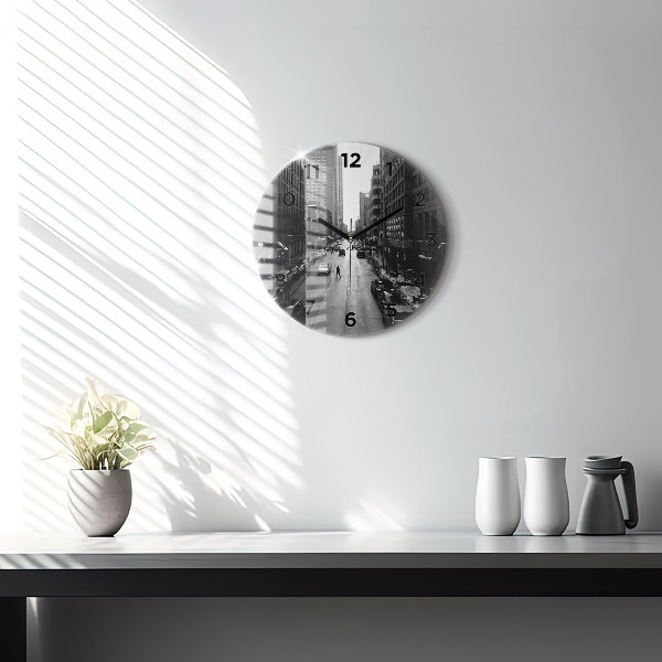 Kerek fali üvegóra Chicago City Streets
