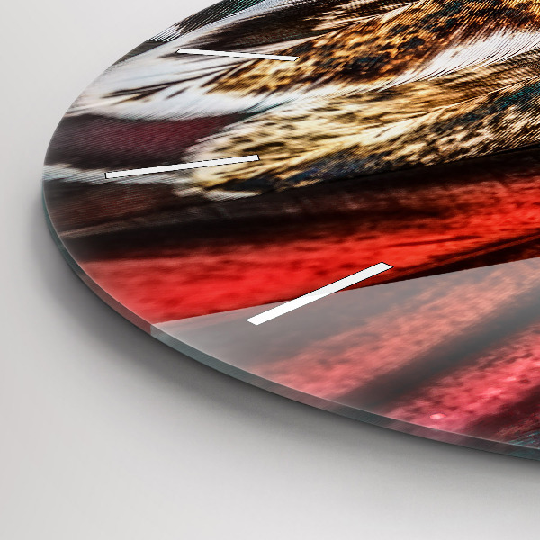 Kerek fali üvegóra Világosbarna madártollak