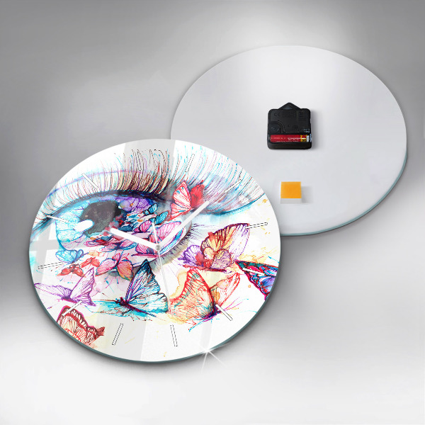 Kerek fali üvegóra Színes pillangó szem