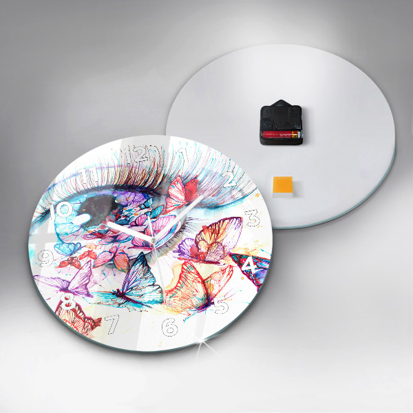 Kerek fali üvegóra Színes pillangó szem