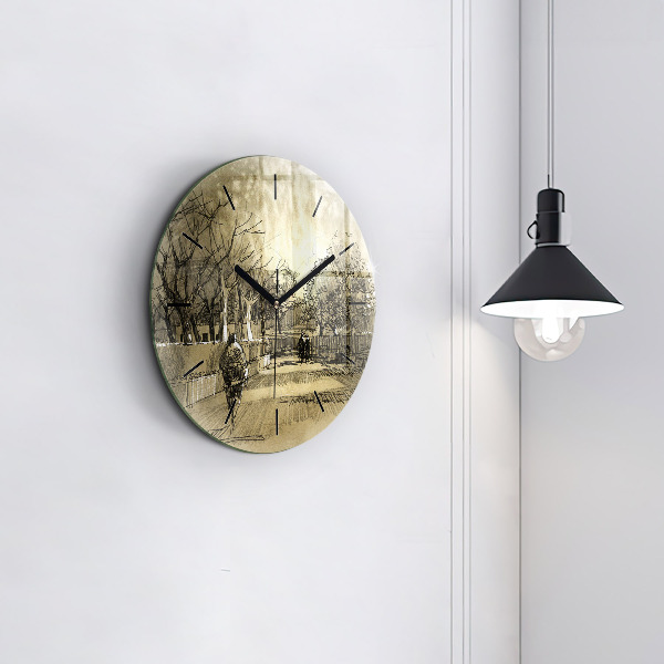 Kerek fali üvegóra Park és a szépia fák