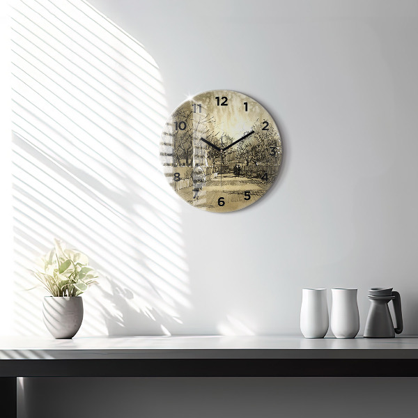 Kerek fali üvegóra Park és a szépia fák