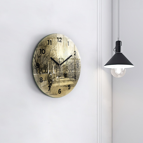 Kerek fali üvegóra Park és a szépia fák