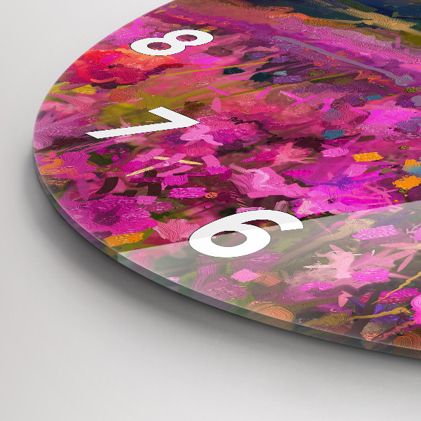 Kerek fali üvegóra Táj a természet és a virágok